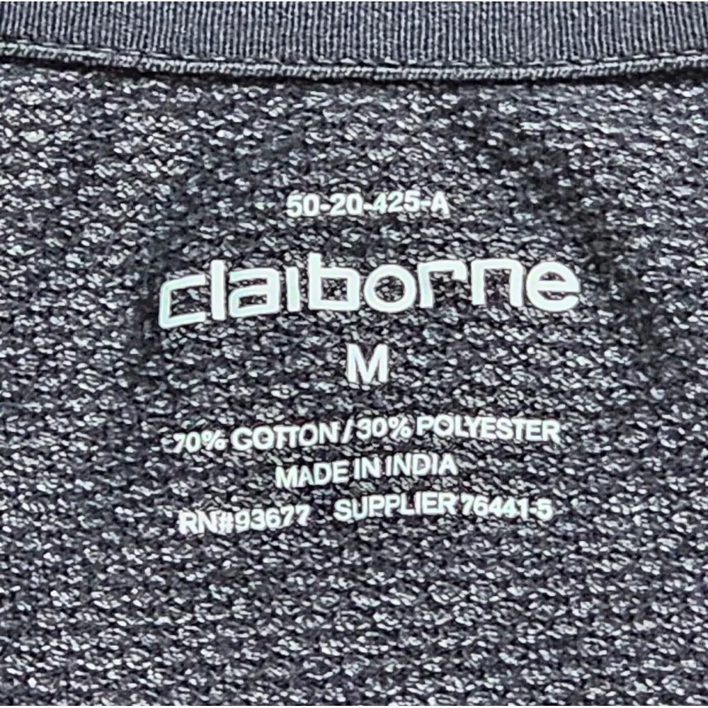 Claiborne Pullover Men's Medium‎ Gray 1/4 Zip Mock Neck Sweater Shirt